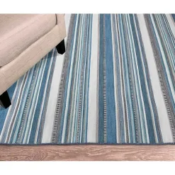 Kirklands Home Dhurri Stripe Indoor/Outdoor Area Rug, 7x9 Blue