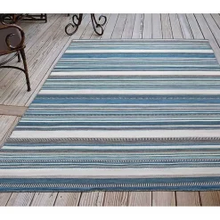 Kirklands Home Dhurri Stripe Indoor/Outdoor Area Rug, 7x9 Blue