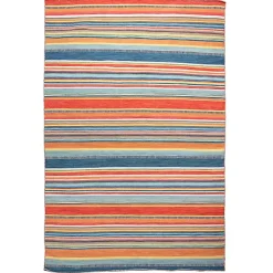 Kirklands Home Blue Dhurri Stripe Indoor/Outdoor Area Rug, 7x9 Clearance