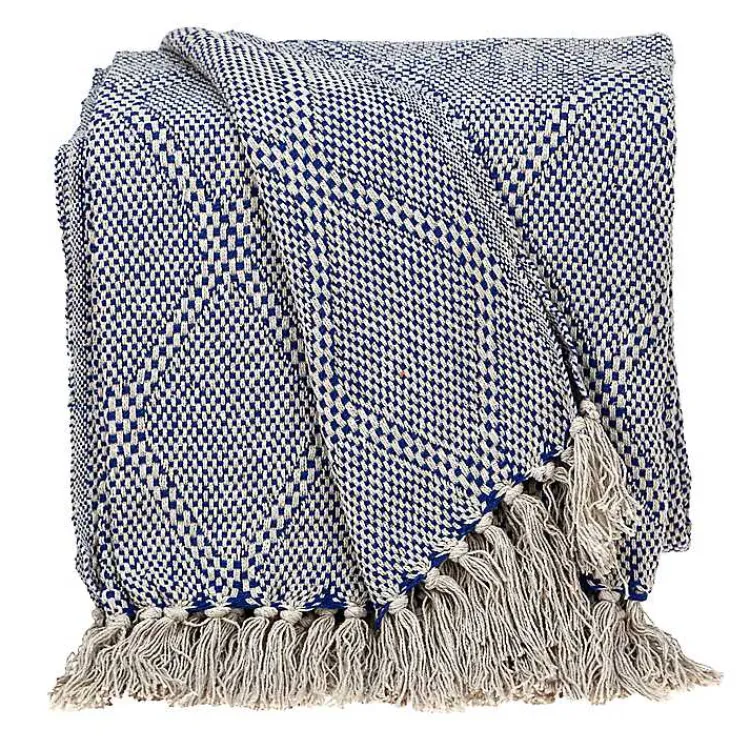 Blankets & Throws>Kirklands Home Diamond Handwoven Throw Blue