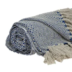 Blankets & Throws>Kirklands Home Diamond Handwoven Throw Blue