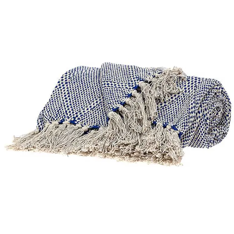 Blankets & Throws>Kirklands Home Diamond Handwoven Throw Blue