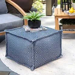 Kirklands Home Blue Diamond Outdoor Pouf Outlet