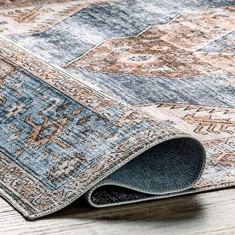 Kirklands Home Blue Distressed Medallion Washable Area Rug, 5x8 Online