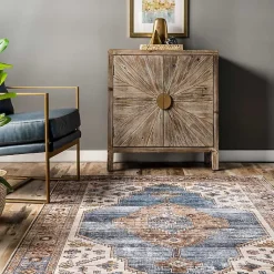 Kirklands Home Blue Distressed Medallion Washable Area Rug, 8x10 Hot