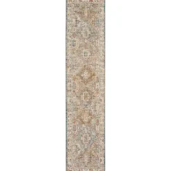 Kirklands Home Blue Distressed Medallion Runner, 2x10 Multi Discount