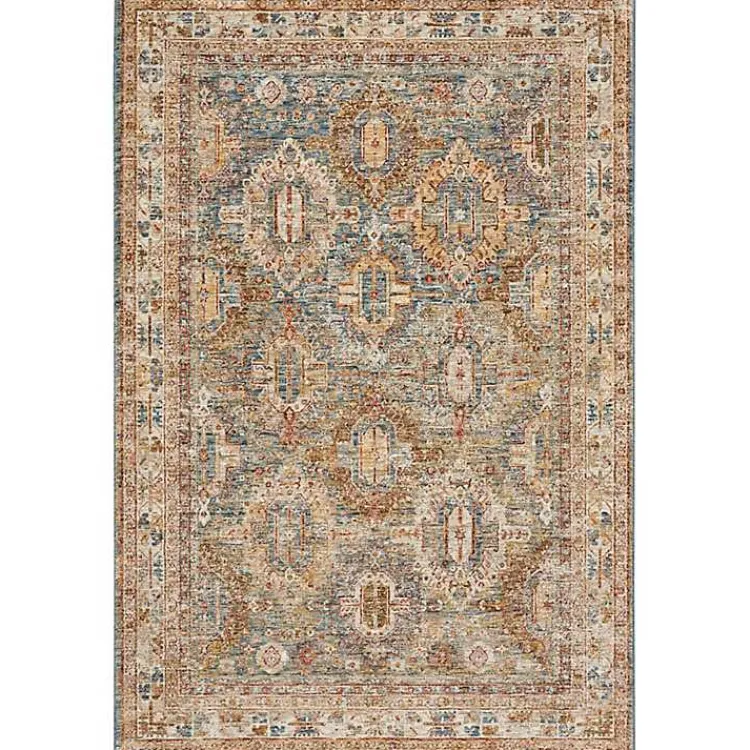 Kirklands Home Blue Distressed Multi Medallion Area Rug, 5x7 Hot