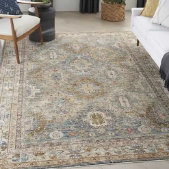 Kirklands Home Blue Distressed Multi Medallion Area Rug, 5x7 Hot