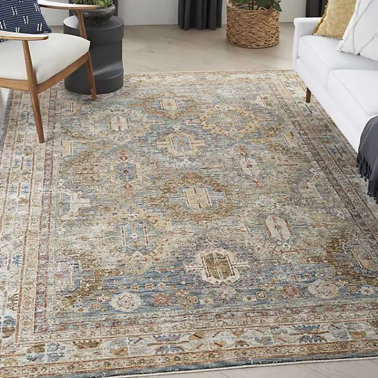 Kirklands Home Blue Distressed Multi Medallion Area Rug, 5x7 Hot