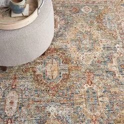 Kirklands Home Blue Distressed Multi Medallion Area Rug, 5x7 Hot