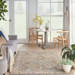 Kirklands Home Blue Distressed Multi Medallion Area Rug, 5x7 Hot