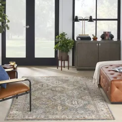 Kirklands Home Blue Distressed Multi Medallion Area Rug, 5x7 Hot