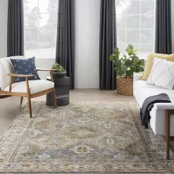 Kirklands Home Blue Distressed Multi Medallion Area Rug, 5x7 Hot