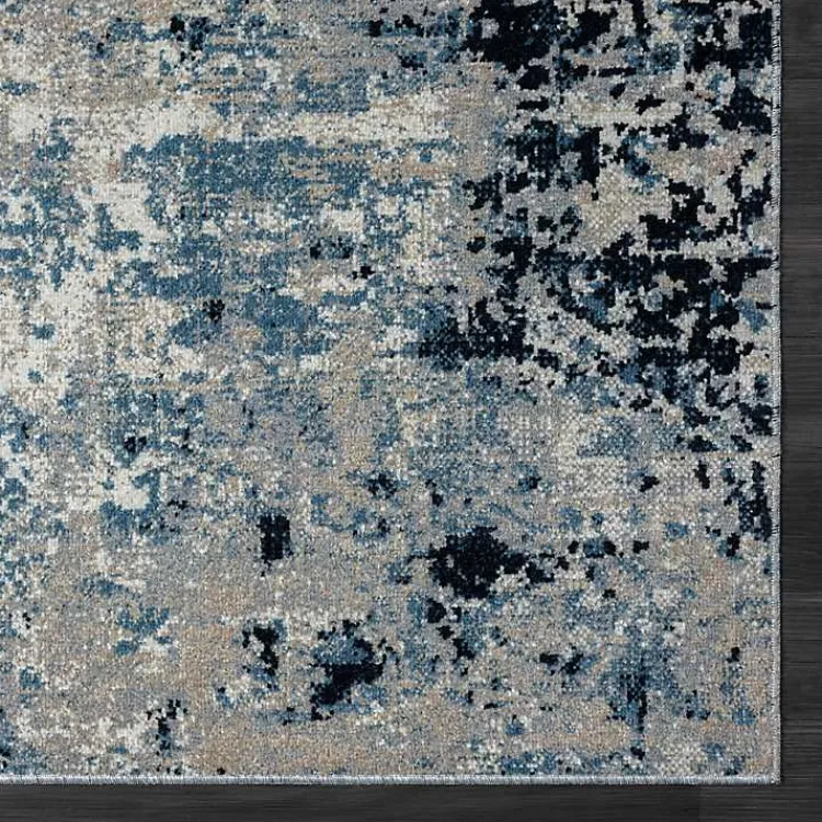 Kirklands Home Blue Distressed Washable Area Rug, 7x9