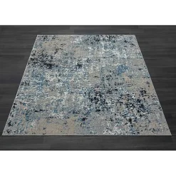 Kirklands Home Blue Distressed Washable Area Rug, 7x9