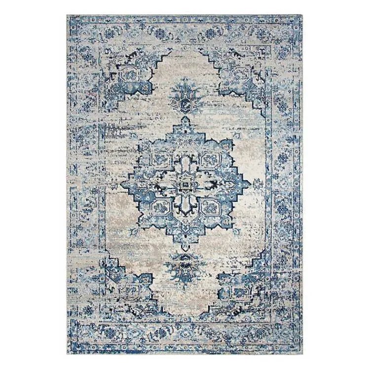 Kirklands Home Edward Medallion Area Rug, 8x10 Blue Clearance