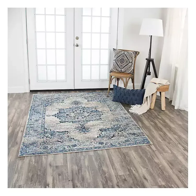 Kirklands Home Edward Medallion Area Rug, 8x10 Blue Clearance