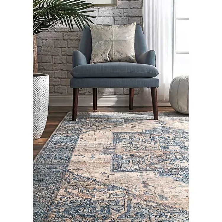 Kirklands Home Blue Eli Medallion Fringe Area Rug, 5x8 Online