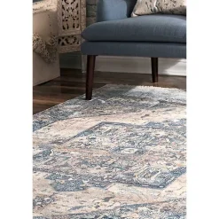 Kirklands Home Blue Eli Medallion Fringe Area Rug, 5x8 Online