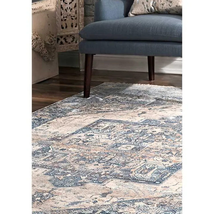 Kirklands Home Blue Eli Medallion Fringe Area Rug, 8x10 Sale