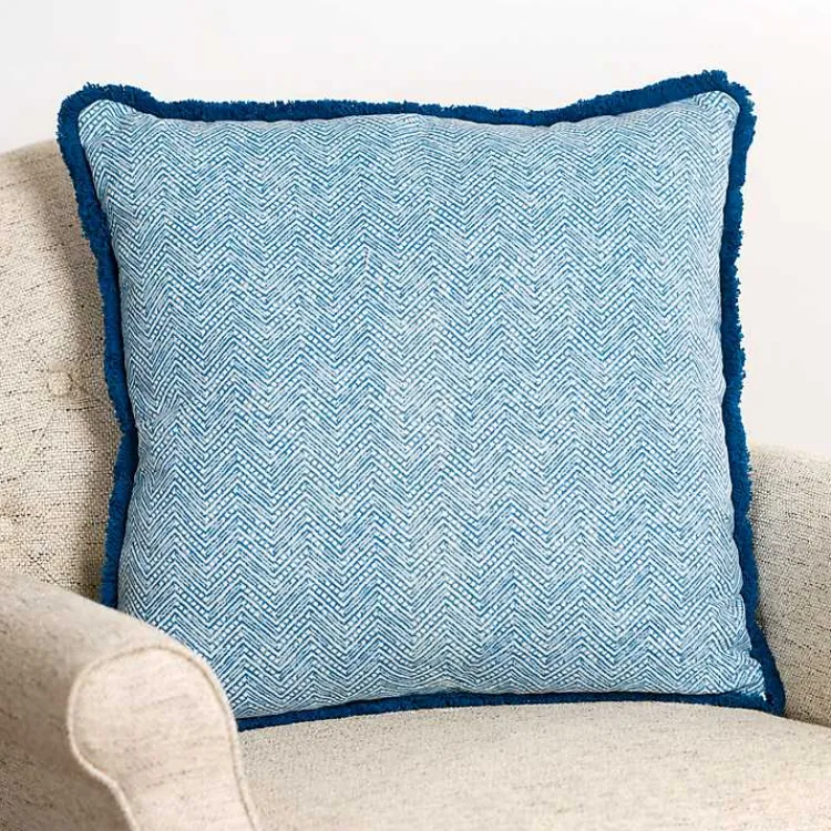 Pillows>Kirklands Home Embroidered Coral Pillow Blue
