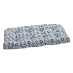 Kirklands Home Emilia Tufted Outdoor Loveseat Cushion Blue Clearance