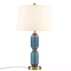 Kirklands Home Faceted Glass Table Lamp Blue New
