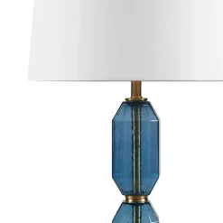 Kirklands Home Faceted Glass Table Lamp Blue New