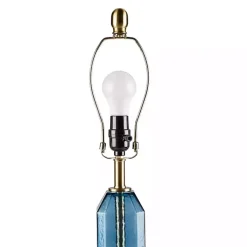 Kirklands Home Faceted Glass Table Lamp Blue New