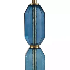 Kirklands Home Faceted Glass Table Lamp Blue New