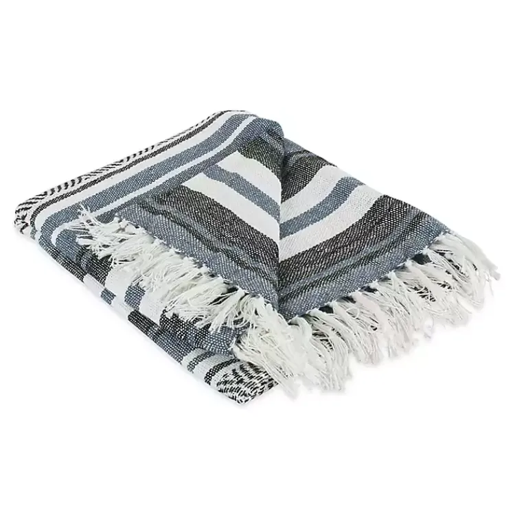 Blankets & Throws>Kirklands Home Farmhouse Stripe Throw Blue