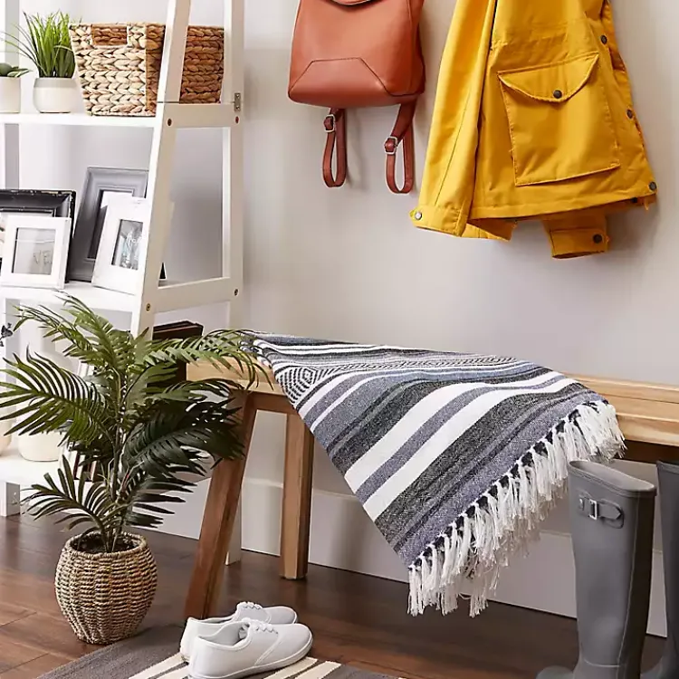 Blankets & Throws>Kirklands Home Farmhouse Stripe Throw Blue