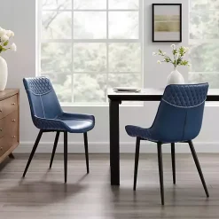 Kirklands Home Faux Leather Stitched Chairs, Set of 2 Blue Discount