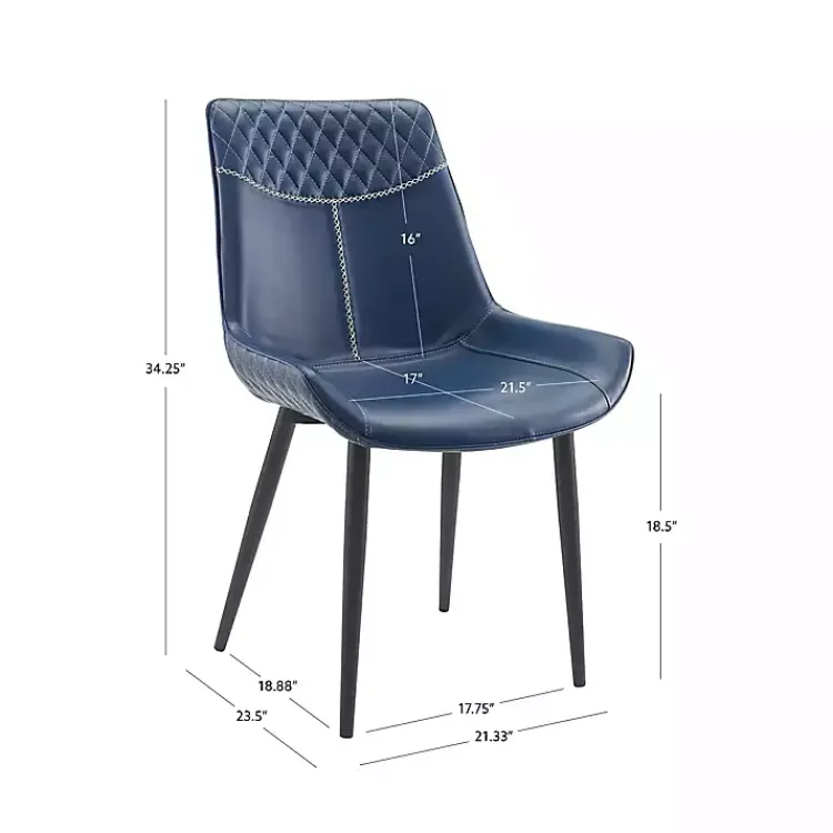 Kirklands Home Faux Leather Stitched Chairs, Set of 2 Blue Discount