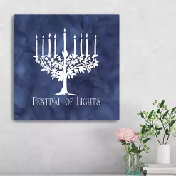 Hanukkah Decorations>Kirklands Home Blue Festival of Lights Canvas Art Print