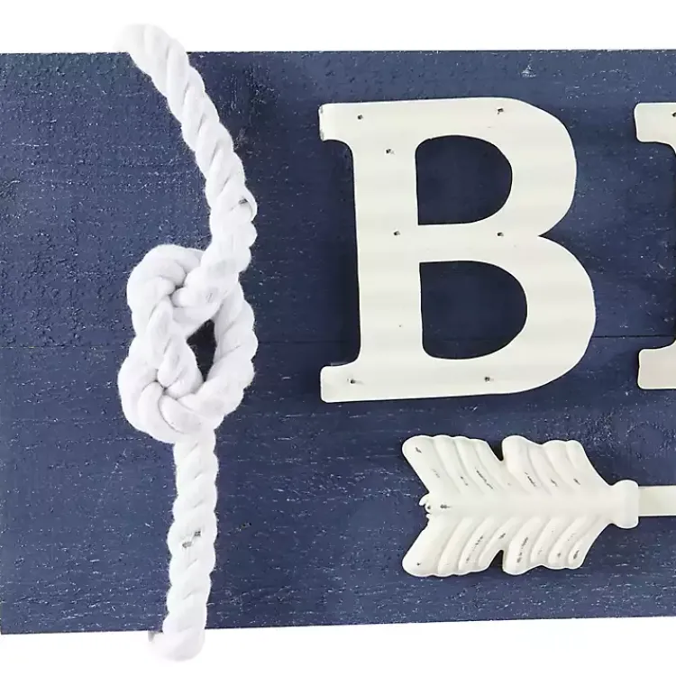 Kirklands Home Fir Beach Arrow Coastal Wall Plaque Blue Sale