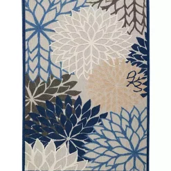 Kirklands Home Blue Floral Burst Outdoor Area Rug, 6x9 Hot