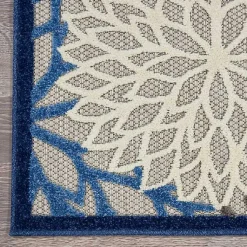 Kirklands Home Blue Floral Burst Round Outdoor Area Rug, 7x7 Outlet