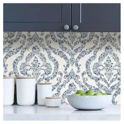 Kirklands Home Floral Damask Pattern Peel & Stick Wallpaper Blue Online