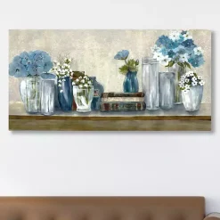 Kirklands Home Blue Floral Desk Giclee Canvas Print, 40x20 in. New