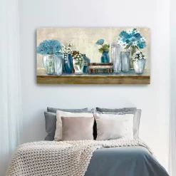 Kirklands Home Blue Floral Desk Giclee Canvas Print, 60x30 in. New