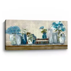 Kirklands Home Blue Floral Desk Giclee Canvas Print, 60x30 in. New