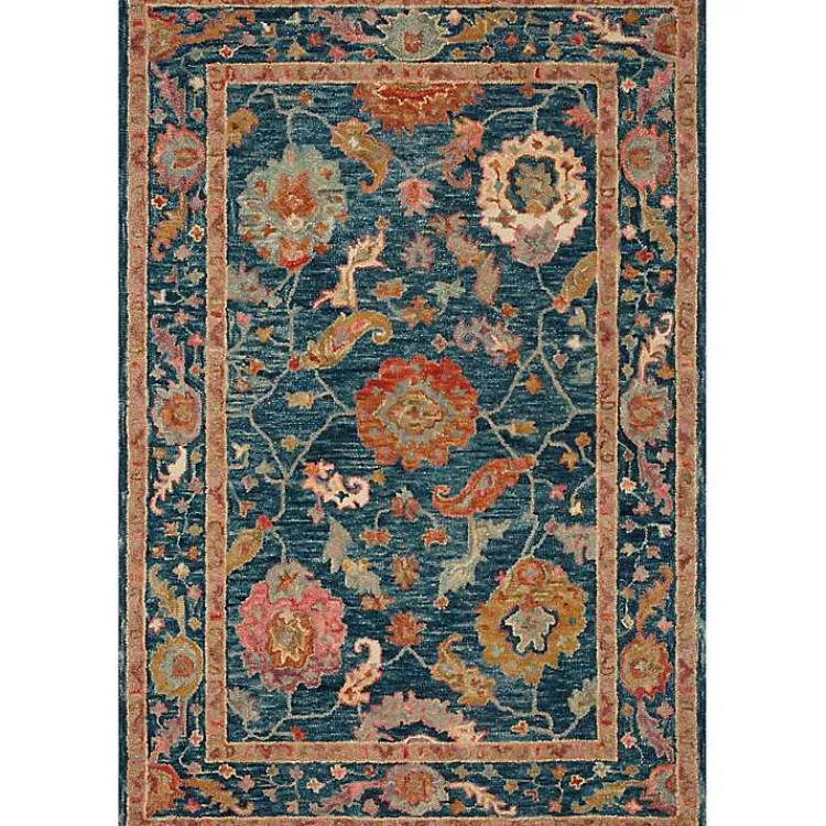 Kirklands Home Blue Floral Fernanda Wool Area Rug, 5x7 Hot