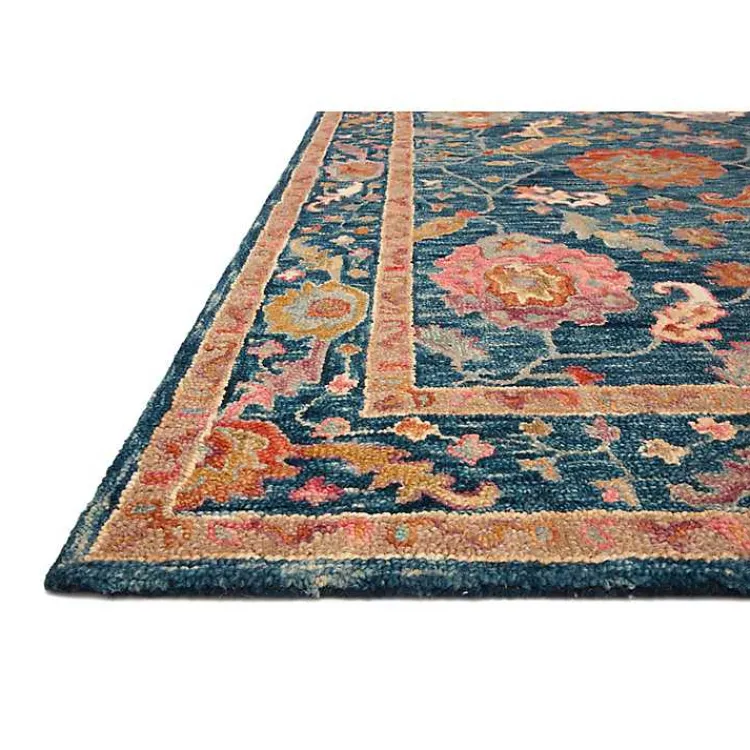 Kirklands Home Blue Floral Fernanda Wool Area Rug, 5x7 Hot