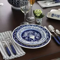 Kirklands Home Blue Floral Hand Painted 16-pc. Dinnerware Set Outlet
