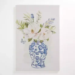 Kirklands Home Blue Floral in China Vase II Canvas Art Print Clearance