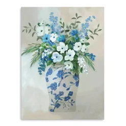 Kirklands Home Blue Floral Jar Canvas Art Print Multi Discount