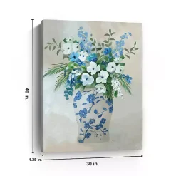 Kirklands Home Blue Floral Jar Canvas Art Print Multi Discount