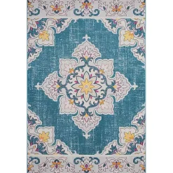 Kirklands Home Blue Floral Medallion Outdoor Area Rug, 7x9 Discount