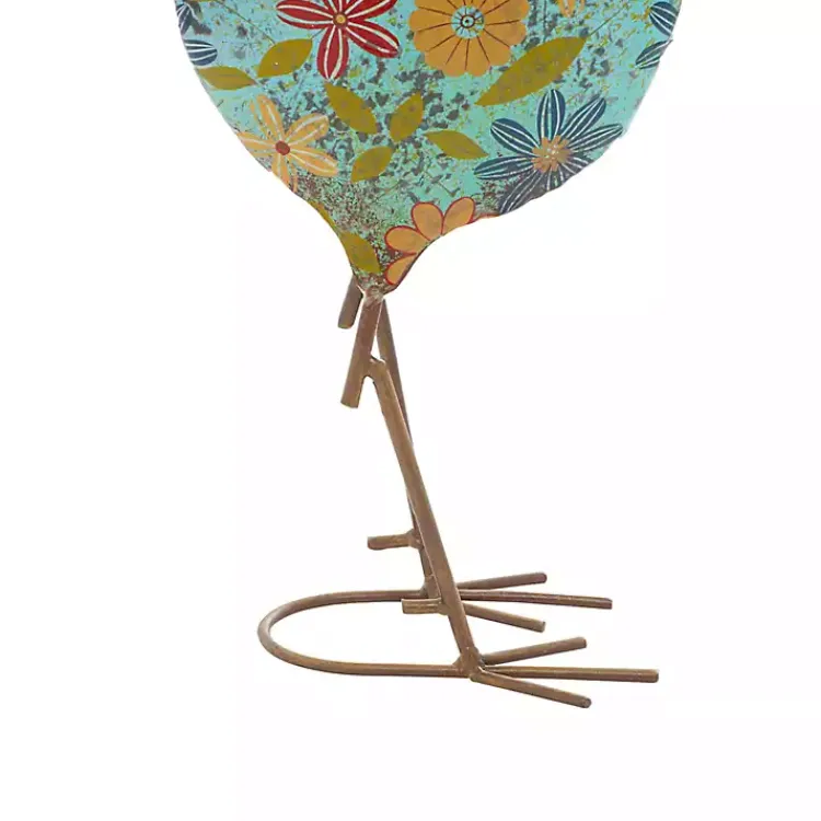 Kirklands Home Blue Floral Metal Rooster Statue New